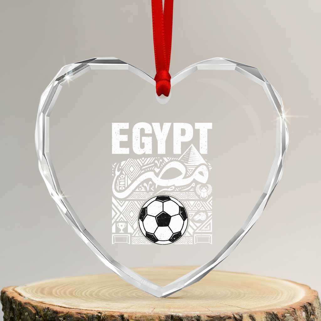 Egypt Soccer Misr Pride Arabic Calligraphy Heart Crystal Glass Ornament Egyptian Football Fans Ancient Pyramid Heritage Graphic TS02 Transparent Glass 3'' Heart Print Your Wear