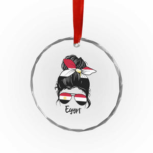 Egyptian Flag Messy Bun Girl Crystal Glass Ornament Patriotic Egypt Women