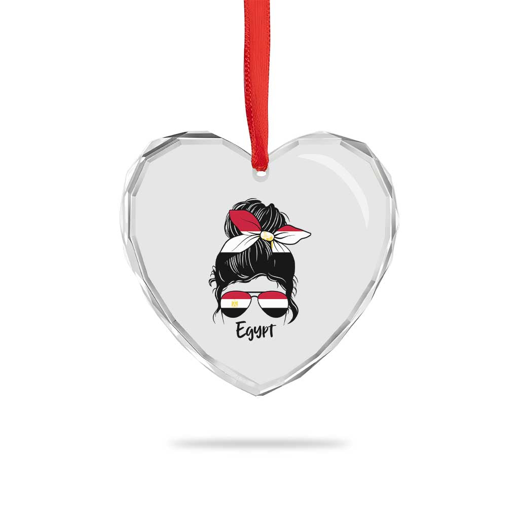 Egyptian Flag Messy Bun Girl Heart Crystal Glass Ornament Patriotic Egypt Women TS02 Print Your Wear