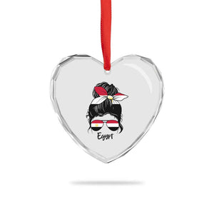 Egyptian Flag Messy Bun Girl Heart Crystal Glass Ornament Patriotic Egypt Women TS02 Print Your Wear