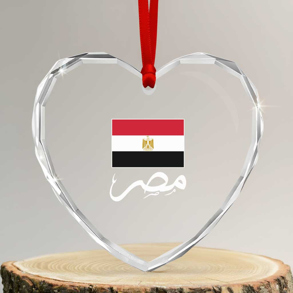 Egyptian Flag Misr Arabic Calligraphy Heart Crystal Glass Ornament Patriotic Egypt Heritage Pride TS02 Transparent Glass 3'' Heart Print Your Wear