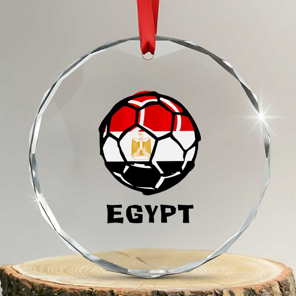 Egyptian Flag Soccer Ball Graphic Crystal Glass Ornament Egypt Pride Sports Football Fans Match Day TS02 Transparent Glass 3'' Circle Print Your Wear