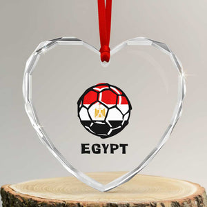 Egyptian Flag Soccer Ball Graphic Heart Crystal Glass Ornament Egypt Pride Sports Football Fans Match Day TS02 Transparent Glass 3'' Heart Print Your Wear