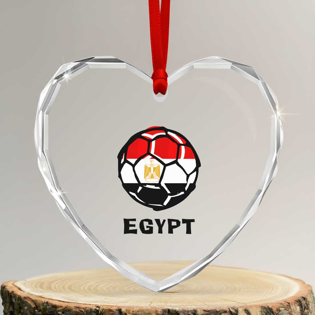 Egyptian Flag Soccer Ball Graphic Heart Crystal Glass Ornament Egypt Pride Sports Football Fans Match Day TS02 Transparent Glass 3'' Heart Print Your Wear