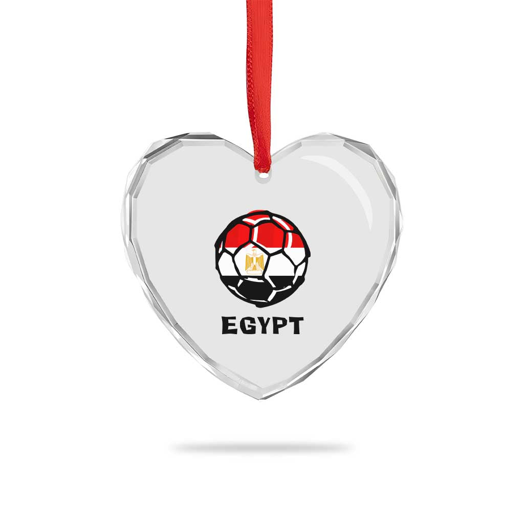 Egyptian Flag Soccer Ball Graphic Heart Crystal Glass Ornament Egypt Pride Sports Football Fans Match Day TS02 Print Your Wear