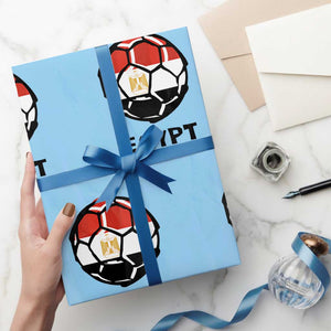 Egyptian Flag Soccer Ball Graphic Wrapping Paper Roll Egypt Pride Sports Football Fans Match Day TS02 Light Blue Print Your Wear