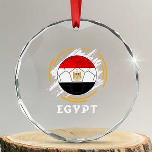 Egyptian Flag Soccer Ball Splatter Graphic Crystal Glass Ornament Egypt Pride Sports Football Fans Match Day