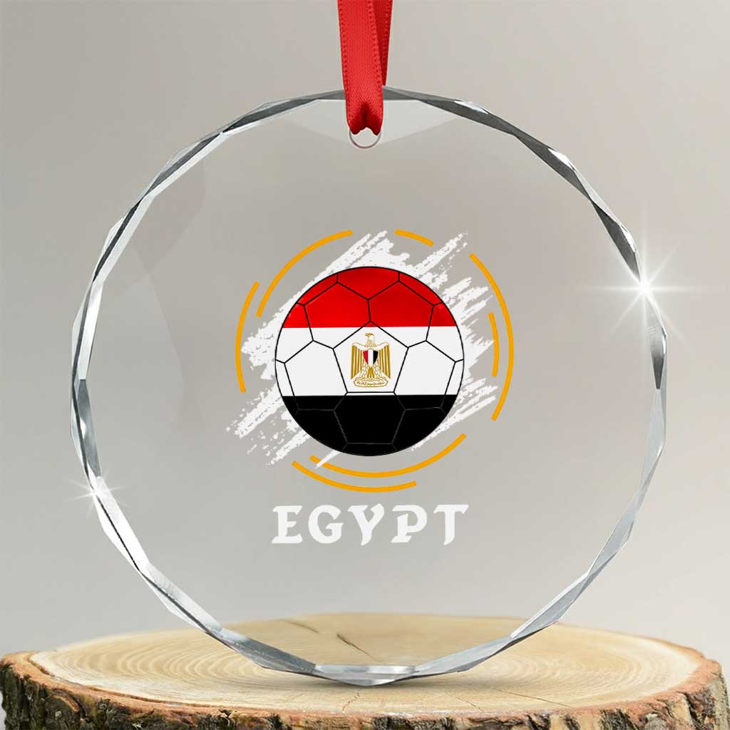 Egyptian Flag Soccer Ball Splatter Graphic Crystal Glass Ornament Egypt Pride Sports Football Fans Match Day TS02 Transparent Glass 3'' Circle Print Your Wear
