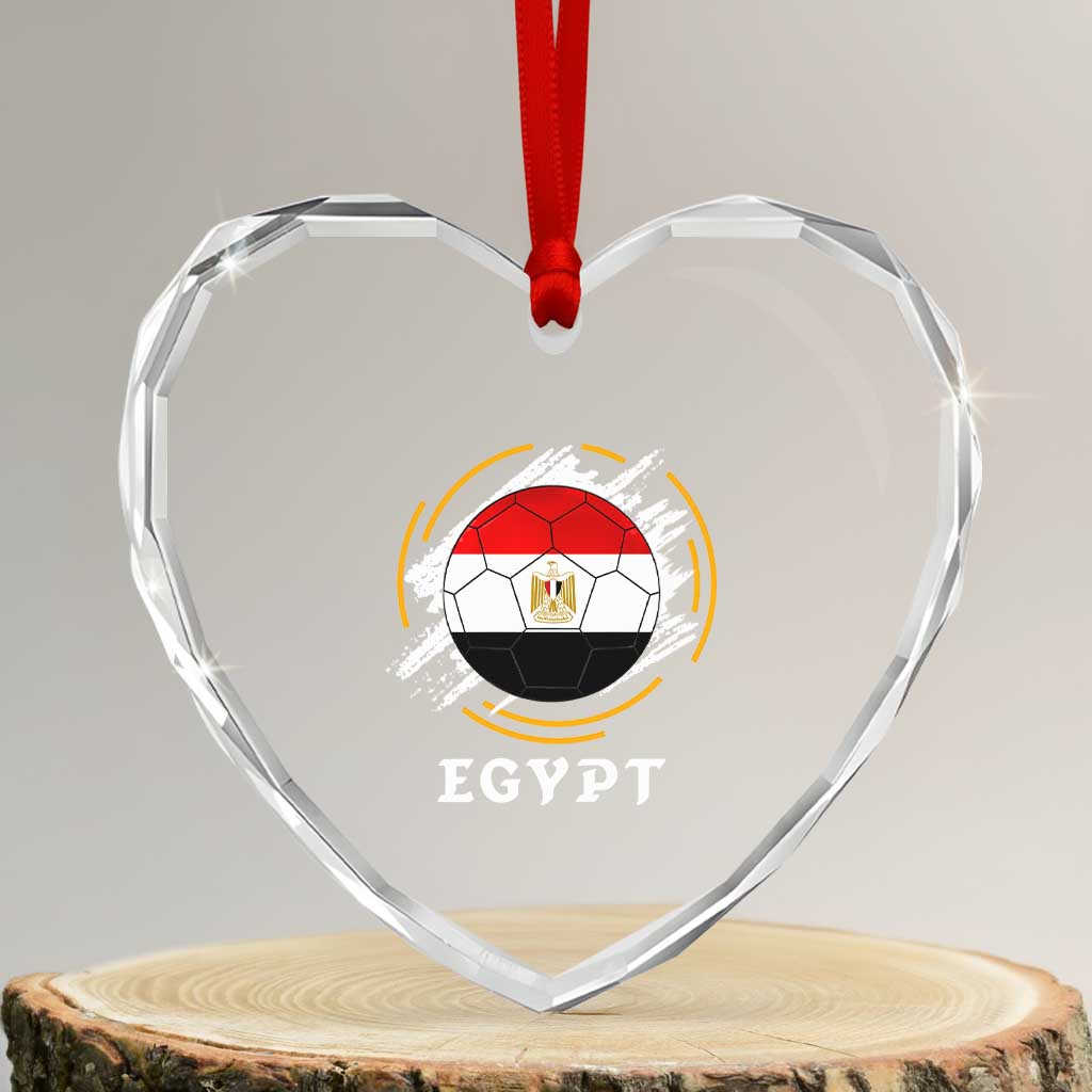 Egyptian Flag Soccer Ball Splatter Graphic Heart Crystal Glass Ornament Egypt Pride Sports Football Fans Match Day TS02 Transparent Glass 3'' Heart Print Your Wear