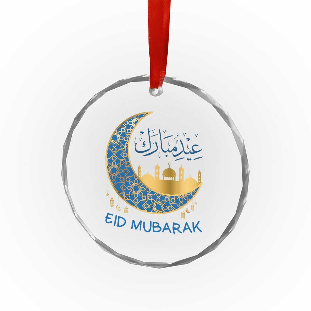 Eid Mubarak Crescent Moon Mosque Crystal Glass Ornament Arabic Calligraphy Islamic Celebration Gift TS02 Print Your Wear