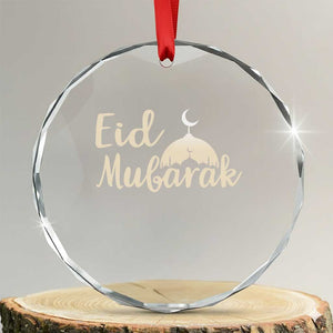 Eid Mubarak Mosque Silhouette Crystal Glass Ornament Islamic Holiday Celebration TS02 Transparent Glass 3'' Circle Print Your Wear