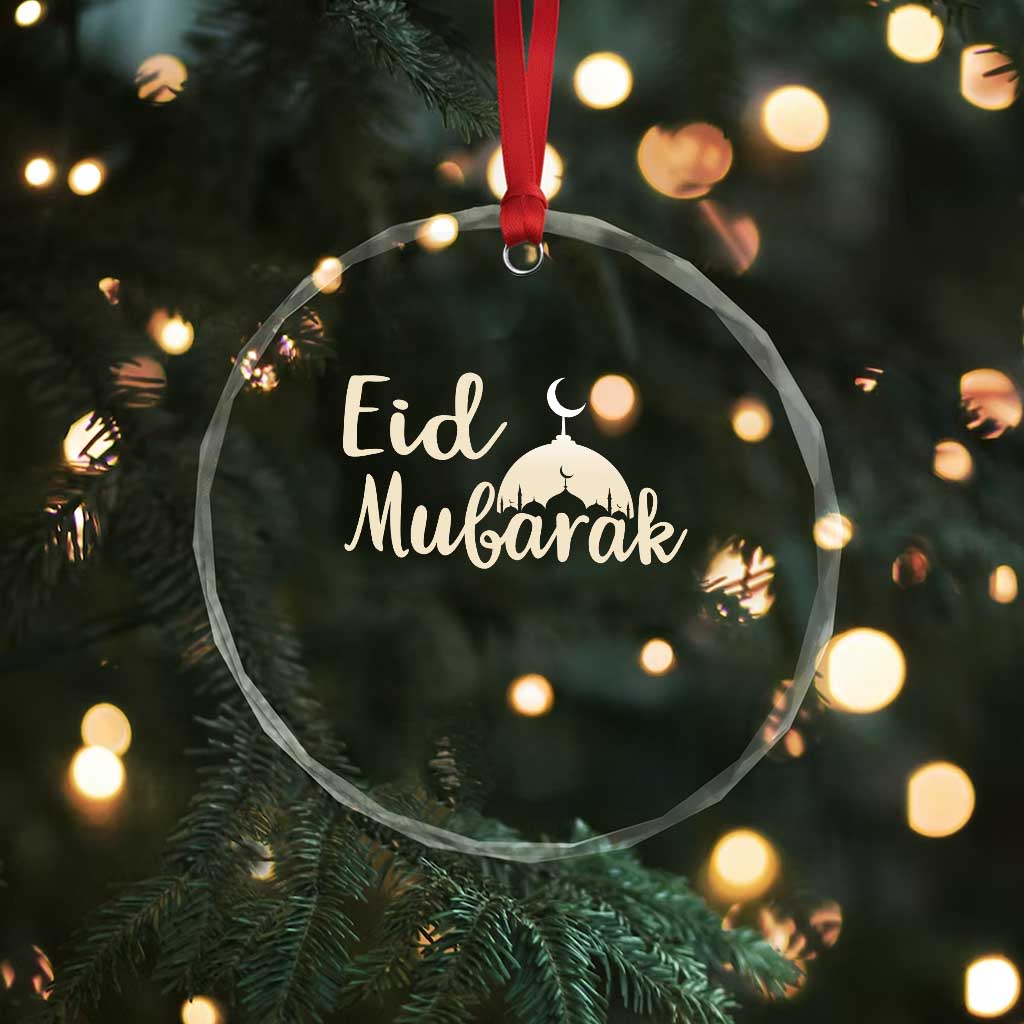 Eid Mubarak Mosque Silhouette Crystal Glass Ornament Islamic Holiday Celebration TS02 Print Your Wear