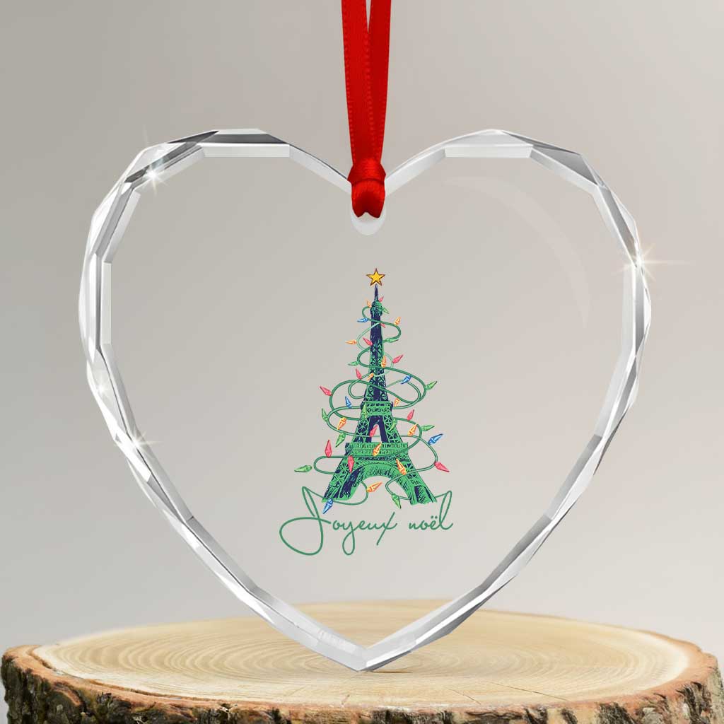 Eiffel Tower Christmas Tree Joyeux Noel Heart Crystal Glass Ornament TS09 Transparent Glass 3'' Heart Print Your Wear