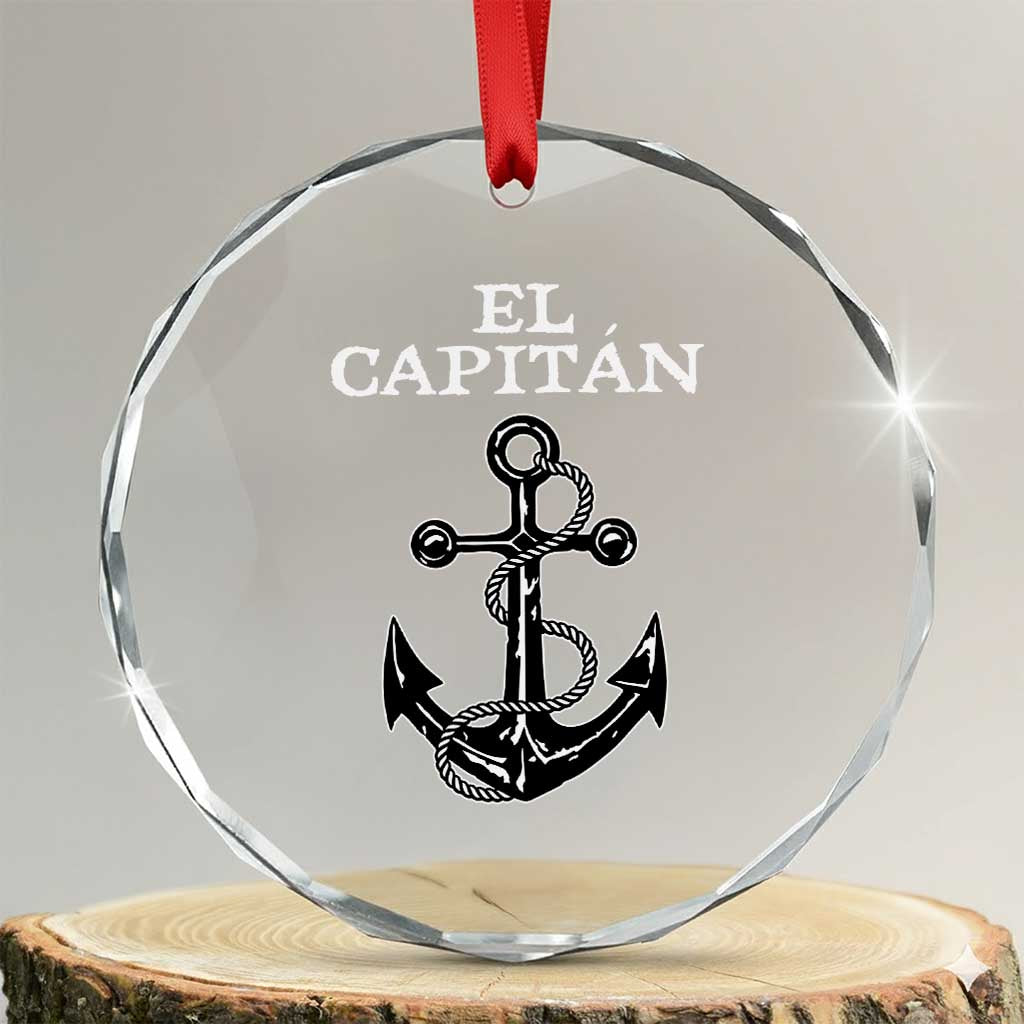 El Capitan Boating Captain Crystal Glass Ornament Funny Boat Sailing Vintage Anchor TS11 Transparent Glass 3'' Circle Print Your Wear