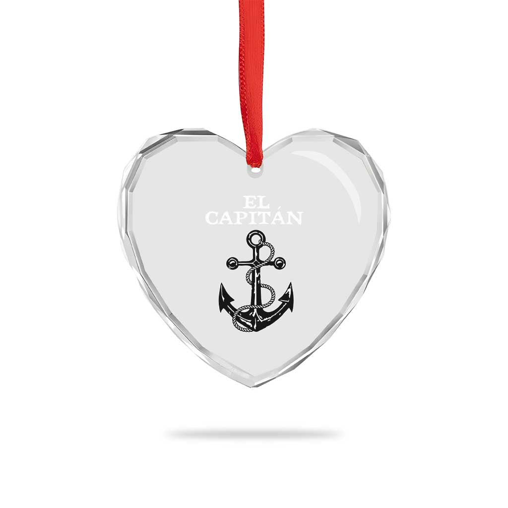 El Capitan Boating Captain Heart Crystal Glass Ornament Funny Boat Sailing Vintage Anchor TS11 Print Your Wear