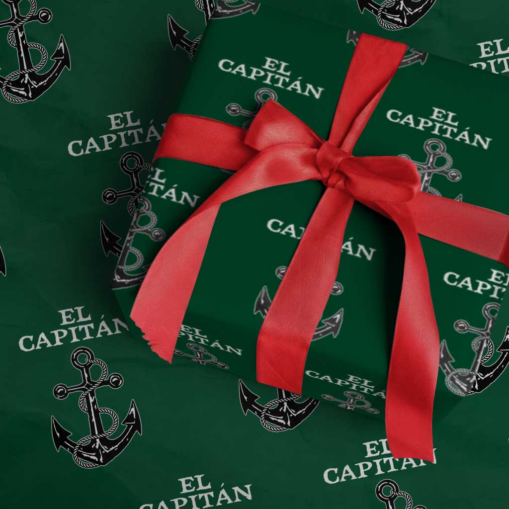 El Capitan Boating Captain Wrapping Paper Roll Funny Boat Sailing Vintage Anchor TS11 Green Print Your Wear