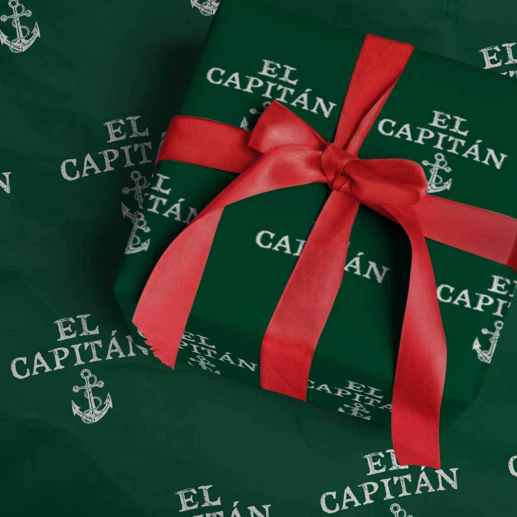 El Capitan Wrapping Paper Roll Funny Boat Captain Vintage Anchor TS11 Green Print Your Wear