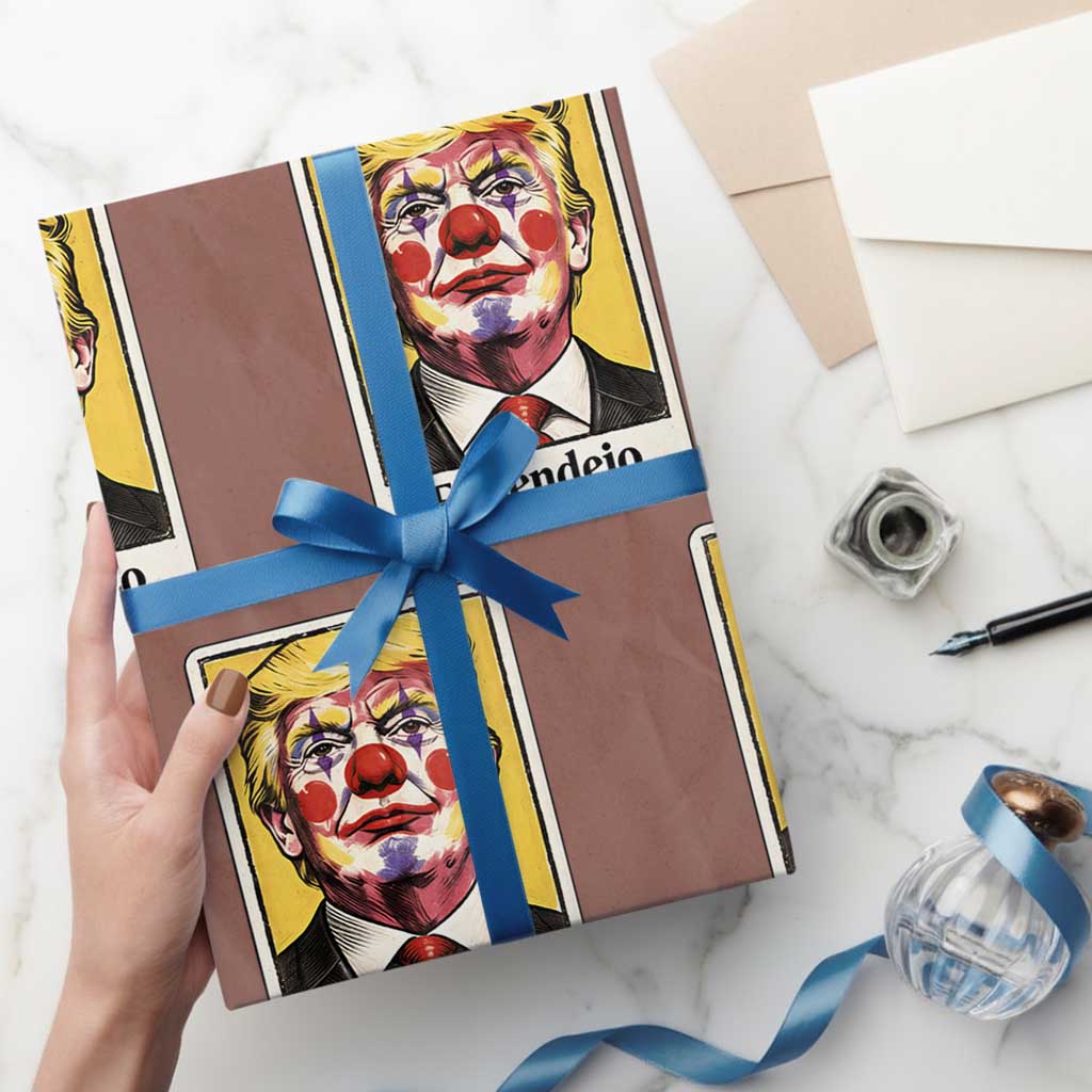 El Pendejo Clown Portrait Satire Wrapping Paper Roll Bold Political Humor Vintage Caricature TS02 Mocha Print Your Wear