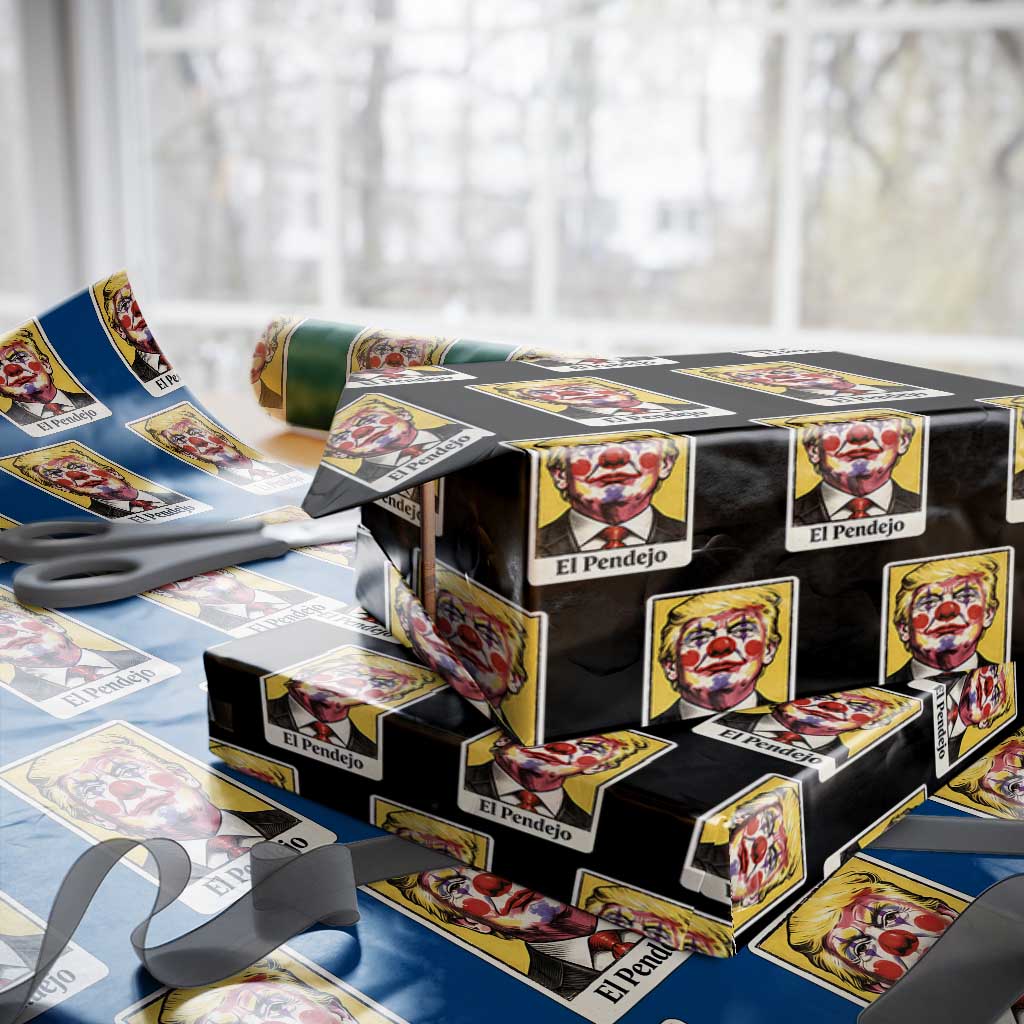 El Pendejo Clown Portrait Satire Wrapping Paper Roll Bold Political Humor Vintage Caricature TS02 Black Print Your Wear