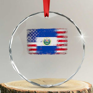 El Salvador American Flag Crystal Glass Ornament Distressed Grunge USA Salvadoran Pride TS10 Transparent Glass 3'' Circle Print Your Wear