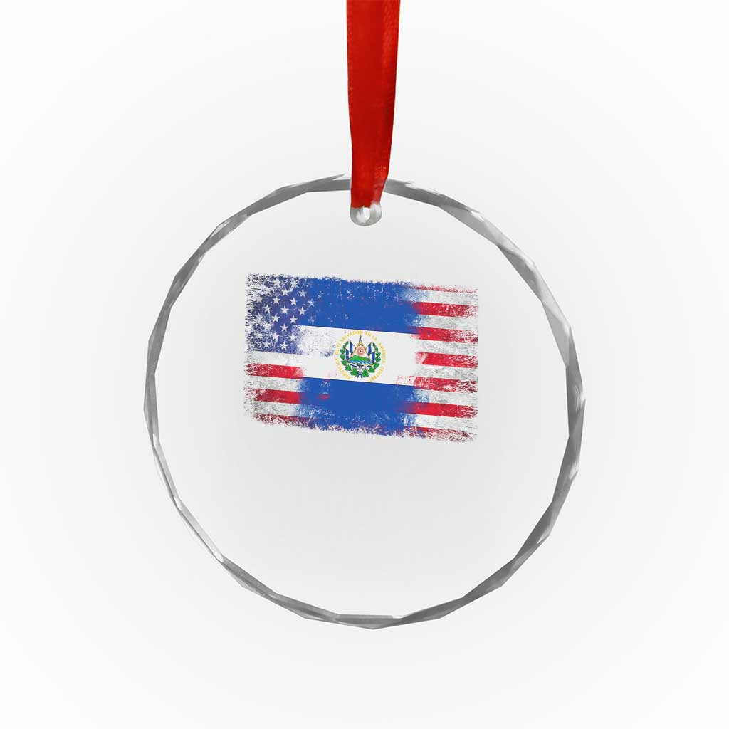 El Salvador American Flag Crystal Glass Ornament Distressed Grunge USA Salvadoran Pride TS10 Print Your Wear