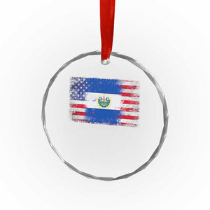 El Salvador American Flag Crystal Glass Ornament Distressed Grunge USA Salvadoran Pride - Print Your Wear