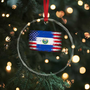 El Salvador American Flag Crystal Glass Ornament Distressed Grunge USA Salvadoran Pride - Print Your Wear