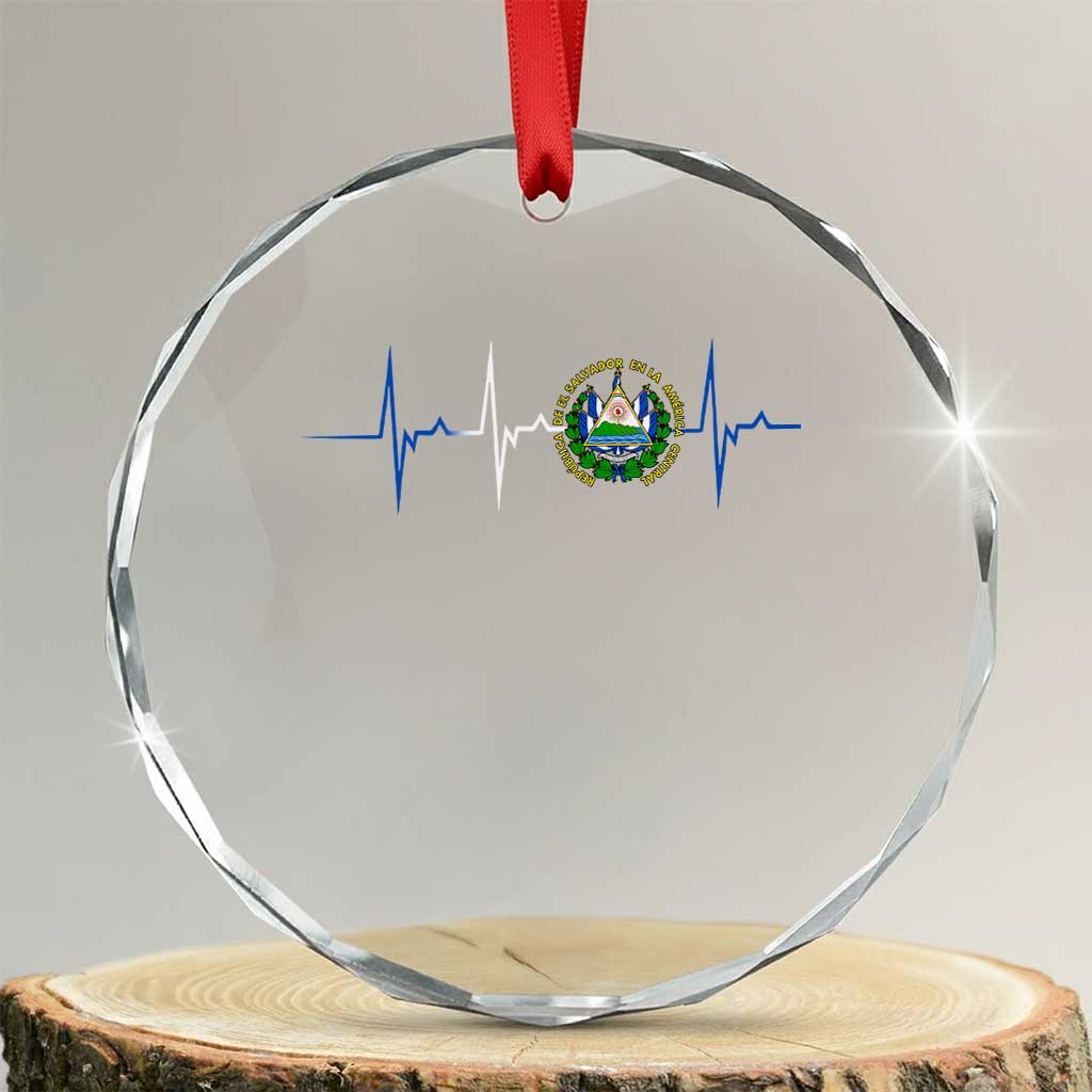 El Salvador Crystal Glass Ornament Vintage Salvadoran Flag Heartbeat Independence Day TS10 Transparent Glass 3'' Circle Print Your Wear