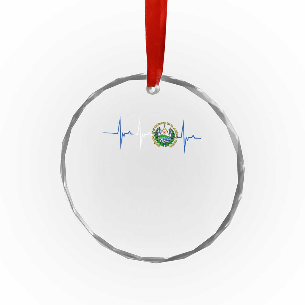 El Salvador Crystal Glass Ornament Vintage Salvadoran Flag Heartbeat Independence Day TS10 Transparent Glass 3'' Circle Print Your Wear