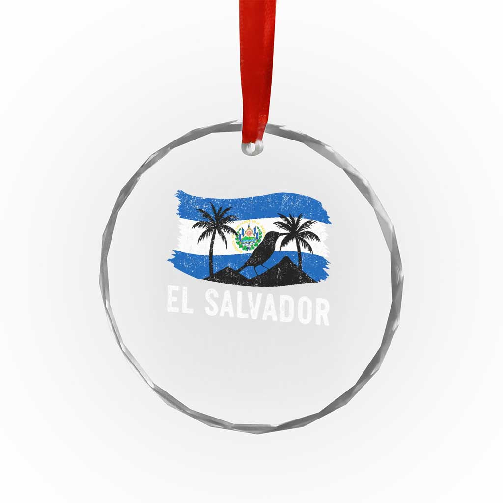 El Salvador Flag Crystal Glass Ornament Salvadoran Pride Torogoz Bird Palm Tree Volcano TS10 Print Your Wear