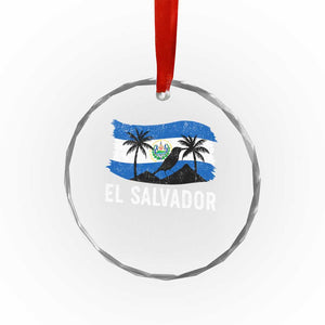 El Salvador Flag Crystal Glass Ornament Salvadoran Pride Torogoz Bird Palm Tree Volcano - Print Your Wear