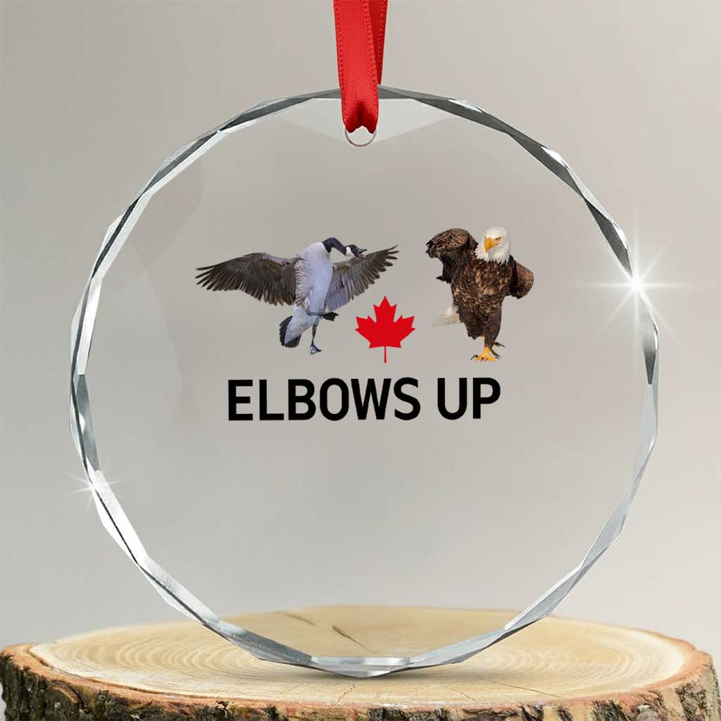 Elbows Up Crystal Glass Ornament Canada Goose Vs Eagle Maple Leaf TS02 Transparent Glass 3'' Circle Print Your Wear