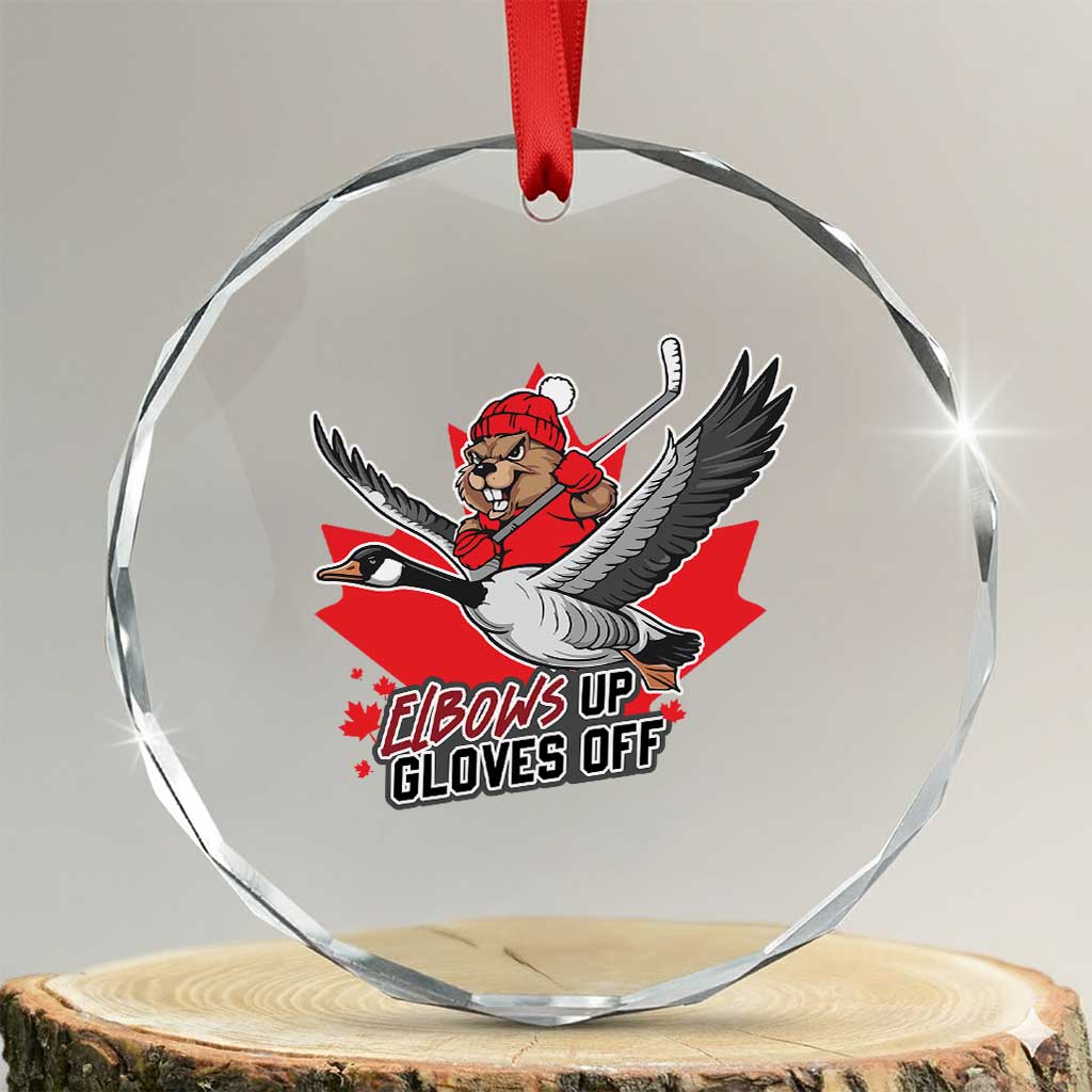 Elbows Up Gloves Off Crystal Glass Ornament Canadian Ice Hockey Beaver Gift TS12 Transparent Glass 3'' Circle Print Your Wear
