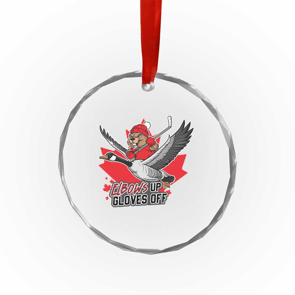 Elbows Up Gloves Off Crystal Glass Ornament Canadian Ice Hockey Beaver Gift TS12 Print Your Wear