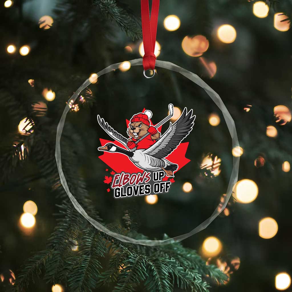 Elbows Up Gloves Off Crystal Glass Ornament Canadian Ice Hockey Beaver Gift TS12 Print Your Wear