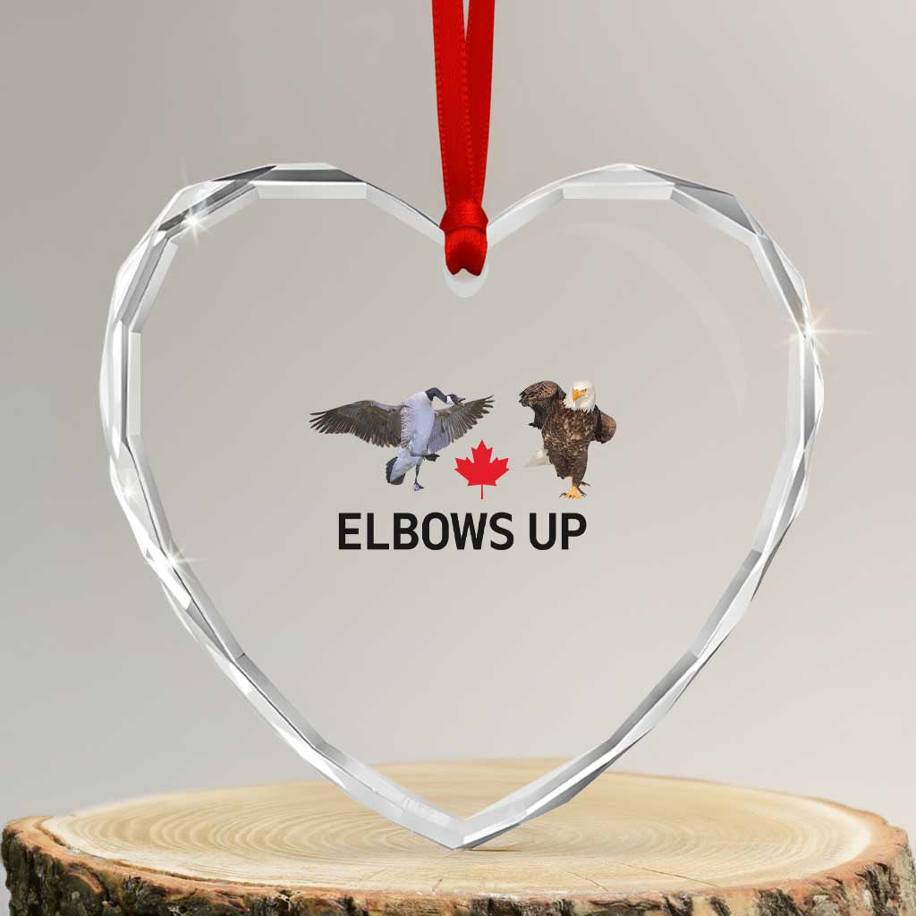 Elbows Up Heart Crystal Glass Ornament Canada Goose Vs Eagle Maple Leaf TS02 Transparent Glass 3'' Heart Print Your Wear