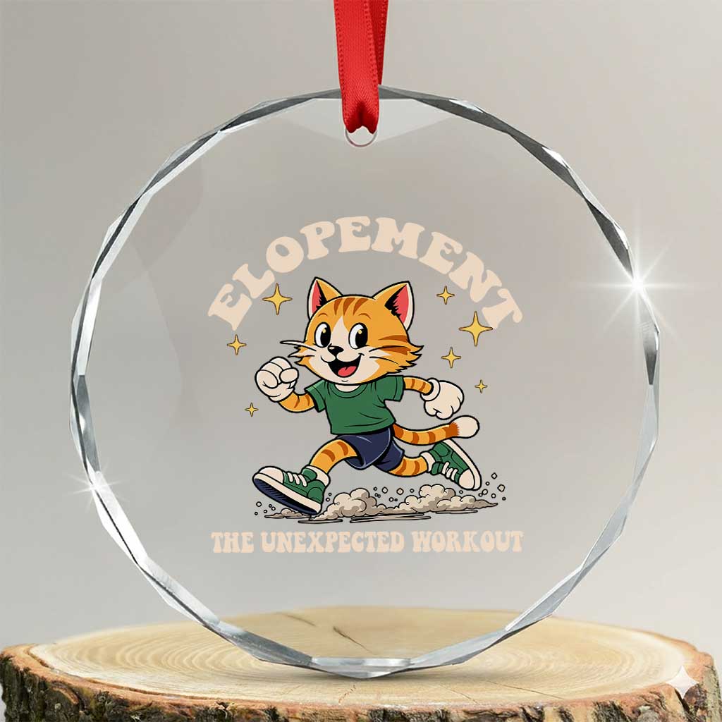 Elopement The Unexpected Workout Crystal Glass Ornament Autism Neurodiversity Cat TS11 Transparent Glass 3'' Circle Print Your Wear