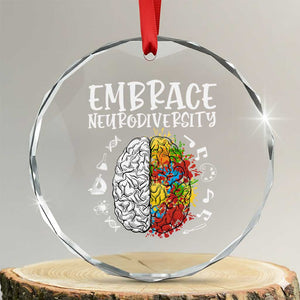 Embrace Neurodiversity Crystal Glass Ornament Autism Awareness ASD ADHD Acceptance TS02 Transparent Glass 3'' Circle Print Your Wear