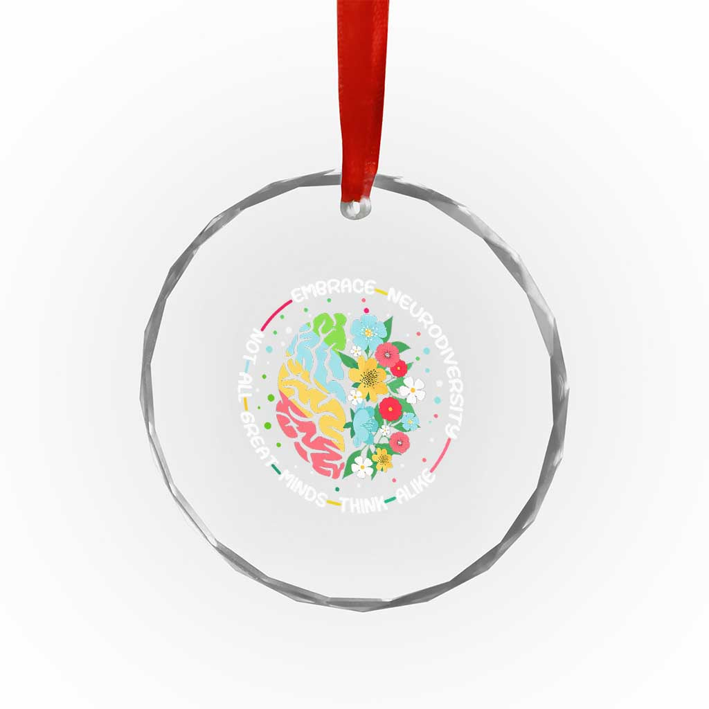 Embrace Neurodiversity Crystal Glass Ornament Neurodiverse Brain Autism Awareness ADHD Autistic TS02 Print Your Wear
