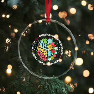Embrace Neurodiversity Crystal Glass Ornament Neurodiverse Brain Autism Awareness ADHD Autistic TS02 Print Your Wear