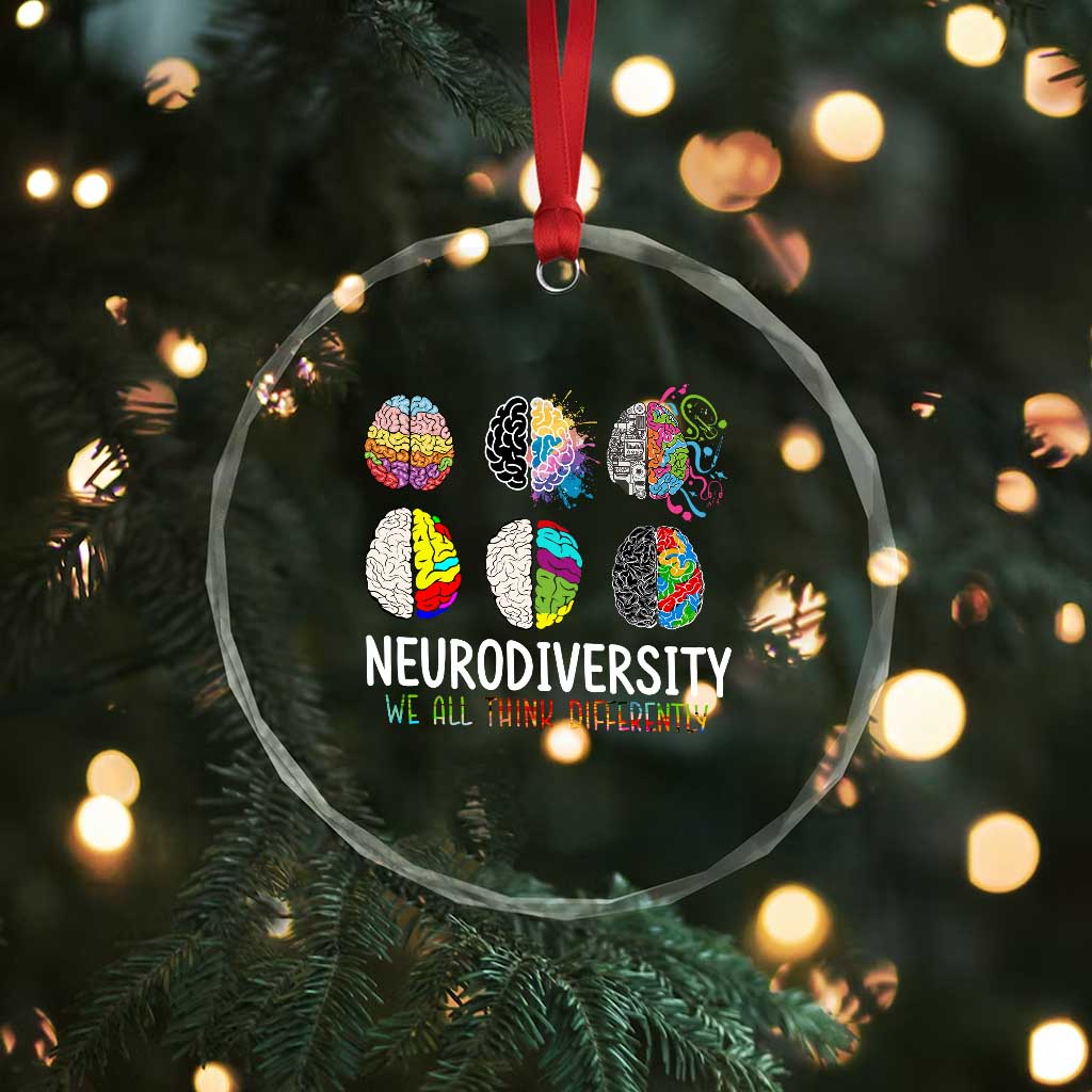 Embrace Neurodiversity Crystal Glass Ornament We All Think Differently TS02 Print Your Wear