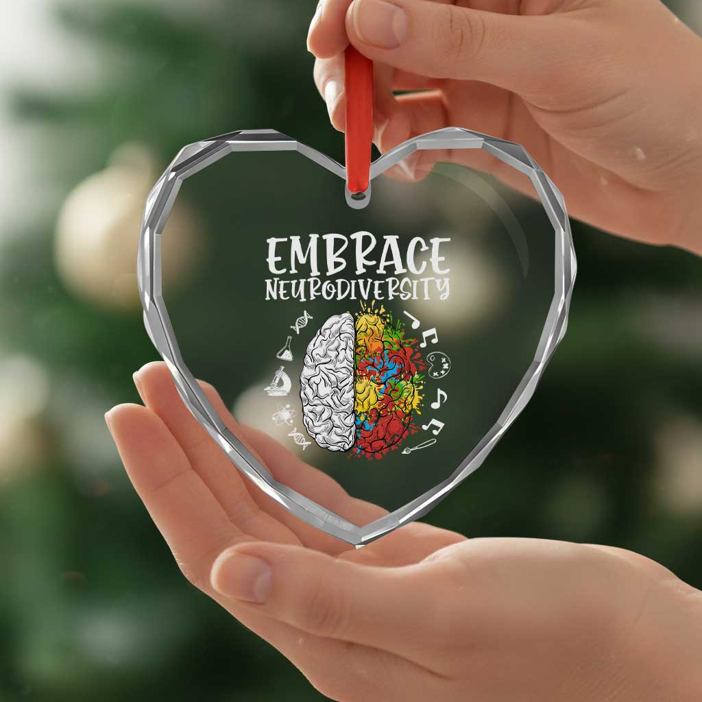 Embrace Neurodiversity Heart Crystal Glass Ornament Autism Awareness ASD ADHD Acceptance TS02 Print Your Wear