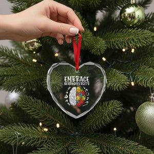 Embrace Neurodiversity Heart Crystal Glass Ornament Autism Awareness ASD ADHD Acceptance TS02 Print Your Wear