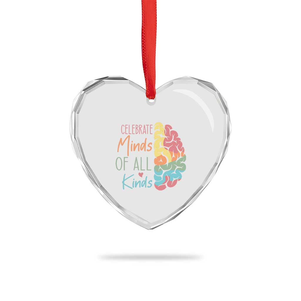 Embrace Neurodiversity Heart Crystal Glass Ornament Celebrate Minds of All Kinds Teacher ASD TS02 Print Your Wear