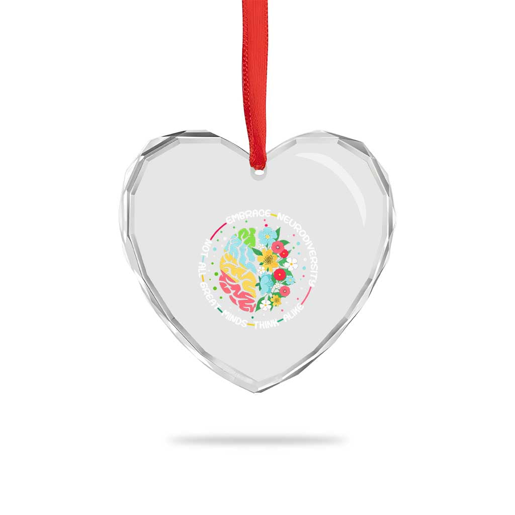 Embrace Neurodiversity Heart Crystal Glass Ornament Neurodiverse Brain Autism Awareness ADHD Autistic TS02 Print Your Wear