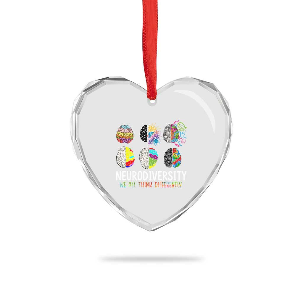 Embrace Neurodiversity Heart Crystal Glass Ornament We All Think Differently TS02 Print Your Wear
