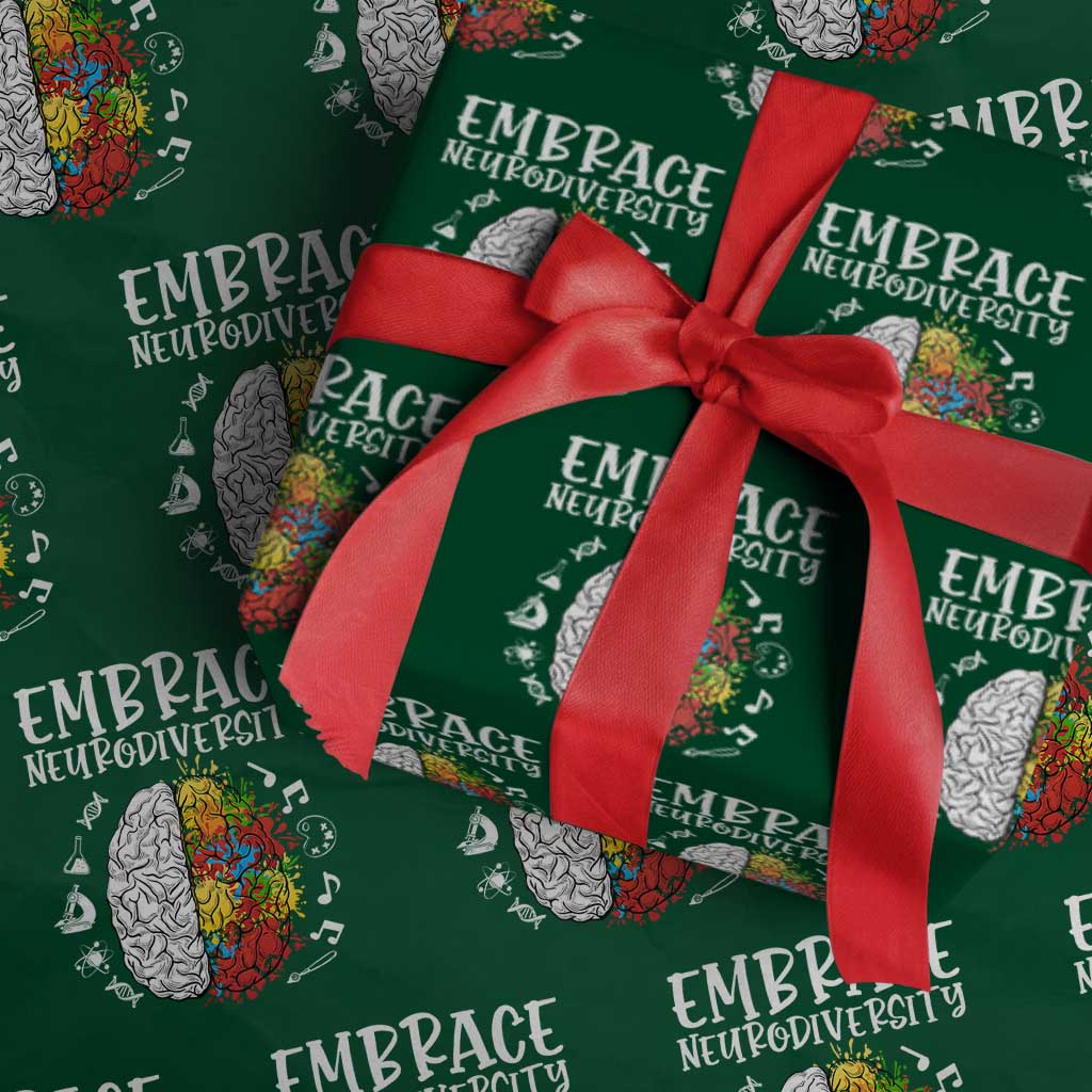 Embrace Neurodiversity Wrapping Paper Roll Autism Awareness ASD ADHD Acceptance TS02 Green Print Your Wear