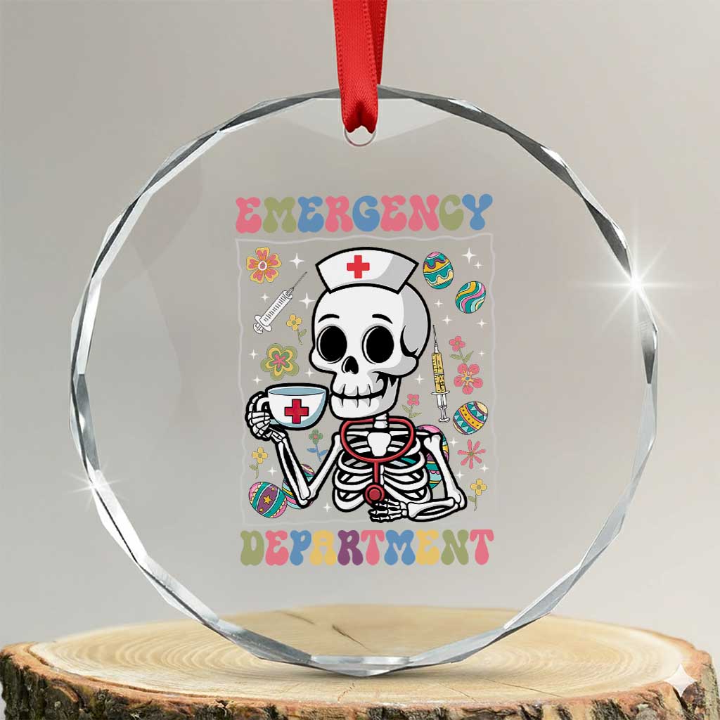 Emergency Department Skeleton Nurse Easter Crystal Glass Ornament ER Nursing Room TS02 Transparent Glass 3'' Circle Print Your Wear