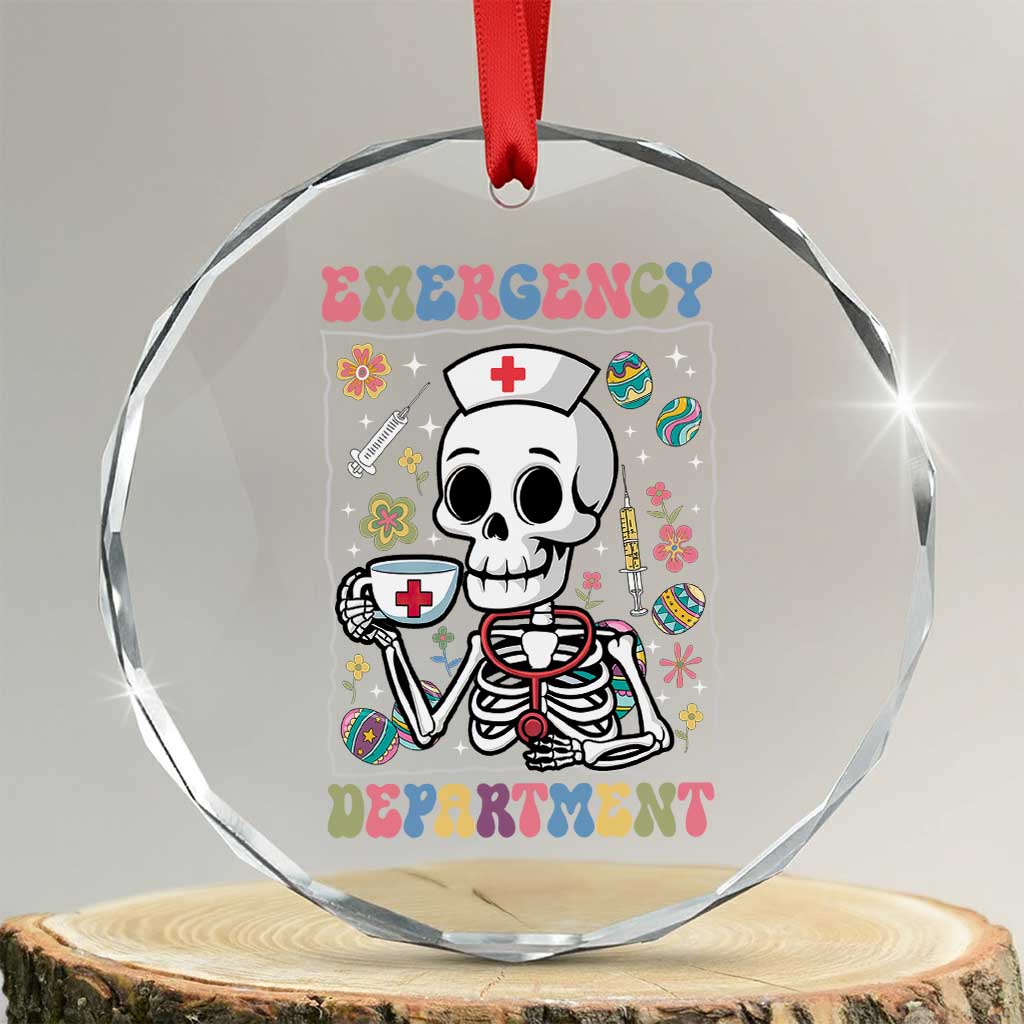 Emergency Department Skeleton Nurse Easter Crystal Glass Ornament ER Nursing Room TS02 Transparent Glass 3'' Circle Print Your Wear