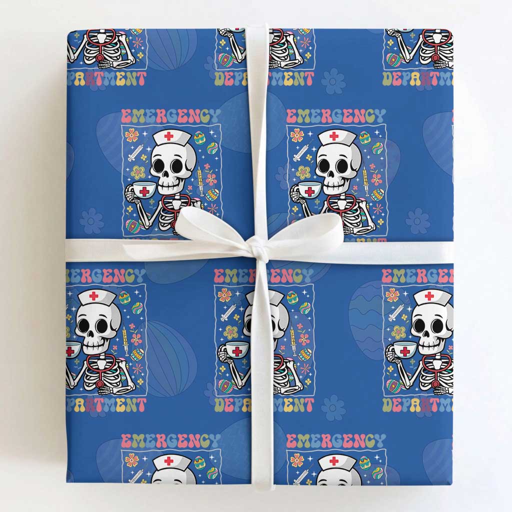 Emergency Department Skeleton Nurse Easter Wrapping Paper Roll ER Nursing Room TS02 Royal Blue Print Your Wear